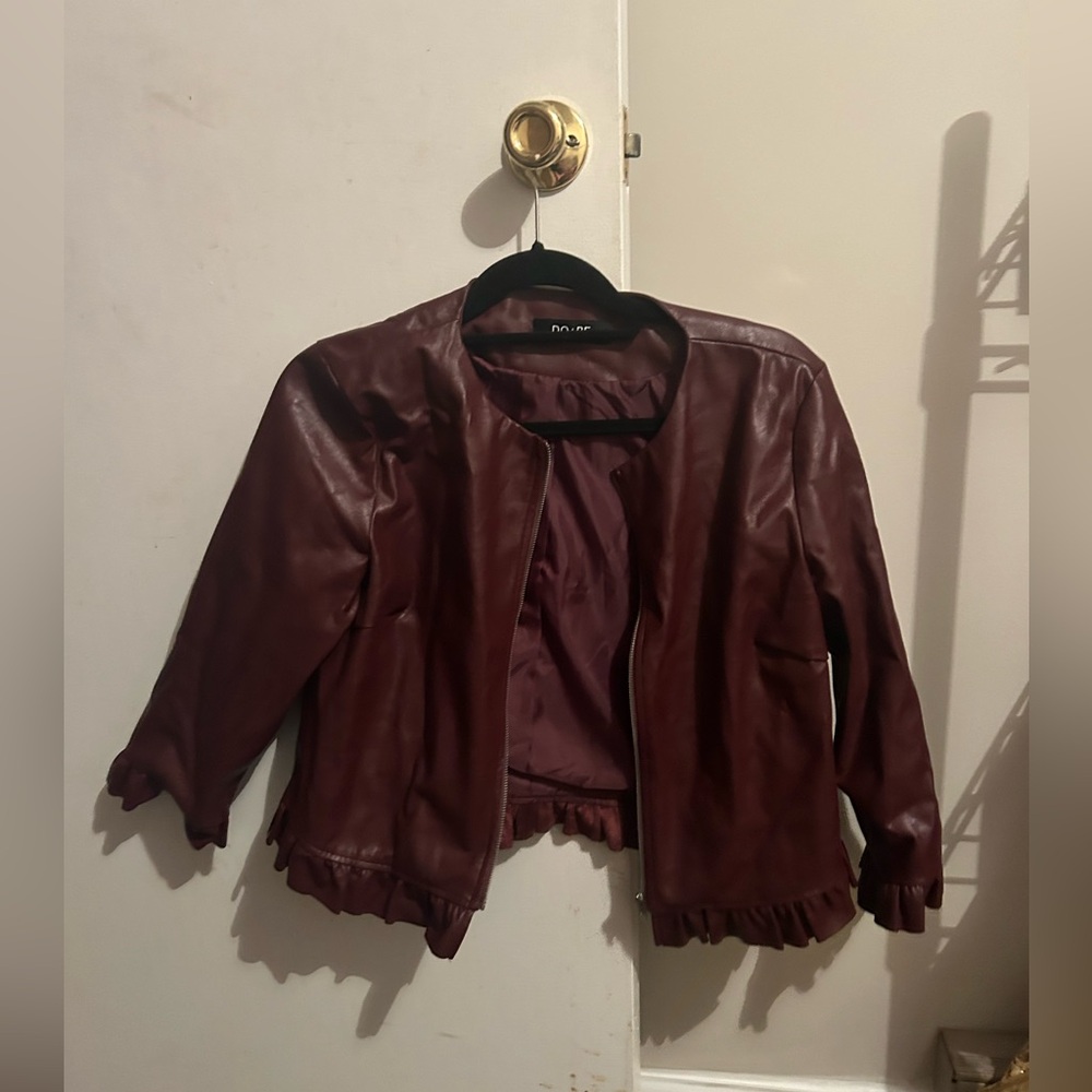 Maroon leather jacket